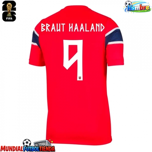 Camiseta Noruega Erling Haaland #9 Primera Equipación Replica Mundial 2026 mangas cortas